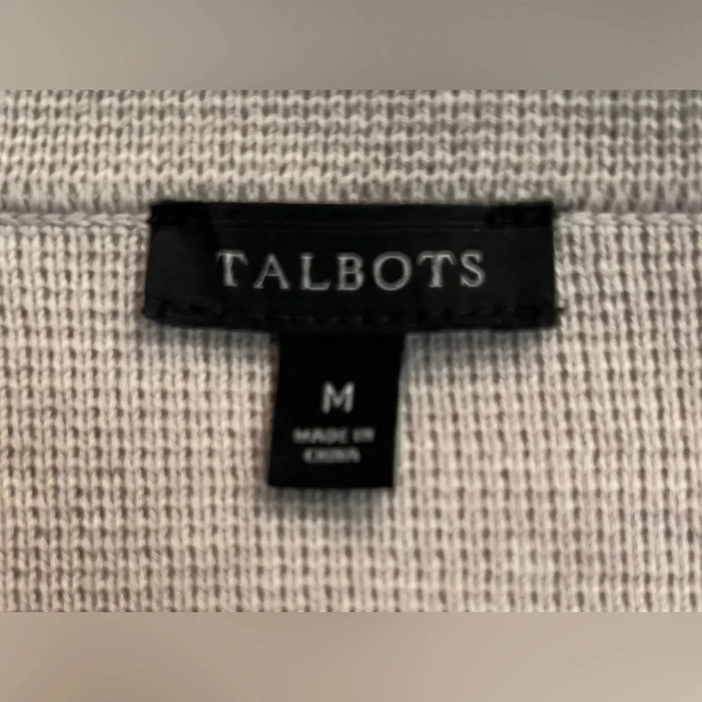 Talbots Medium Cotton Blend Beige and Light blue striped blazer